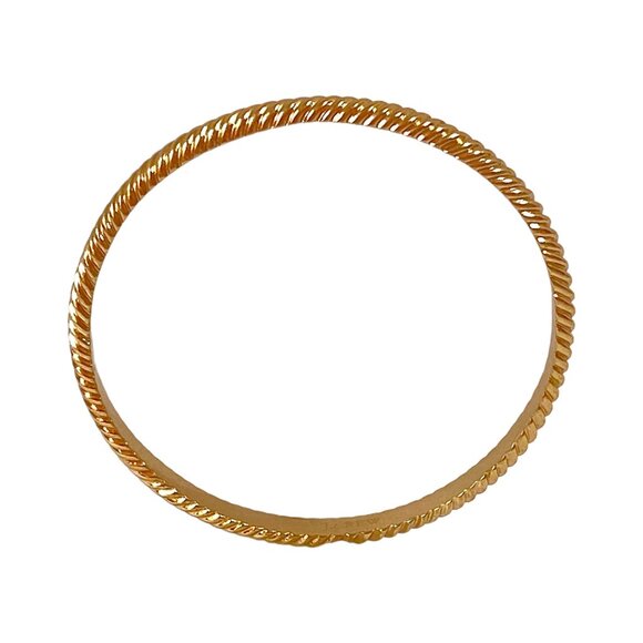 J Crew Bracelet S/M Yellow Gold Plated Bangle Skinny Textured Stackable Y2K VSCO - Picture 15 of 16